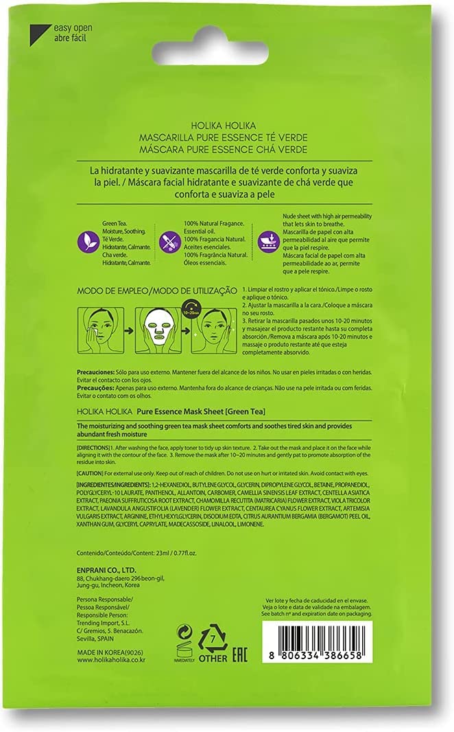 Amazon.com : Holika Holika Pure Essence Green Tea Mask Sheets